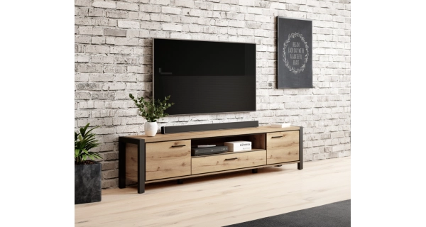 NATALENSIS televzní stolek 210 cm, dub taurus/černý mat