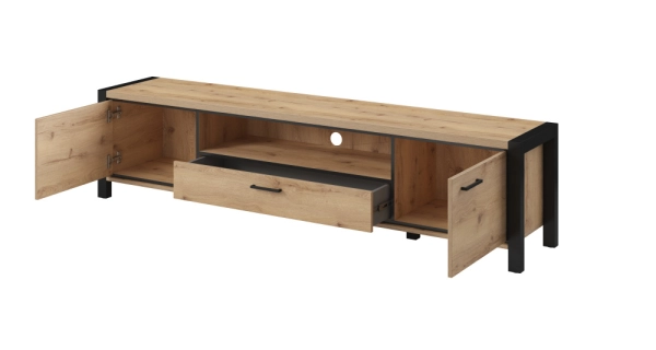 NATALENSIS televzní stolek 210 cm, dub taurus/černý mat