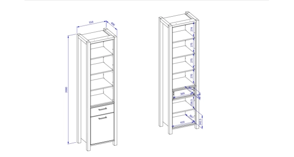 NATALENSIS vitrína 1D1S, dub taurus/černý mat