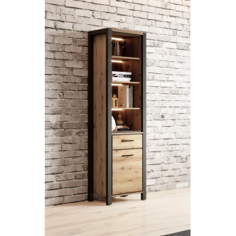 NATALENSIS vitrína 1D1S, dub taurus/černý mat