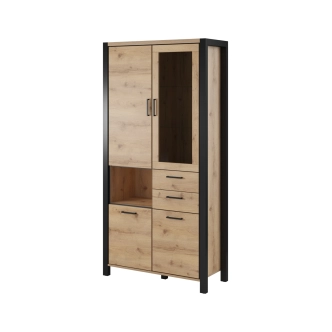 NATALENSIS vitrína 4D2S, dub taurus/černý mat