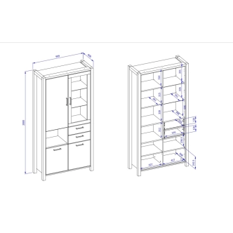 NATALENSIS vitrína 4D2S, dub taurus/černý mat