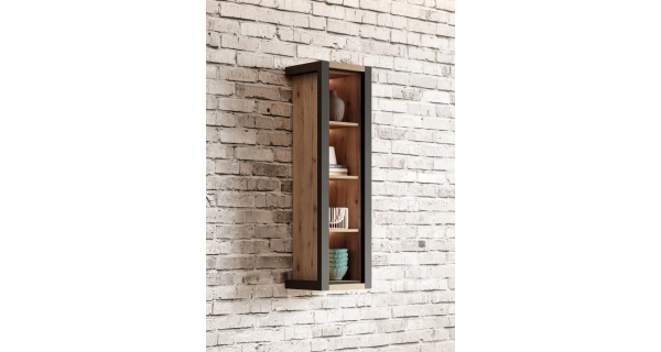 NATALENSIS závěsný regál, dub taurus/černý mat