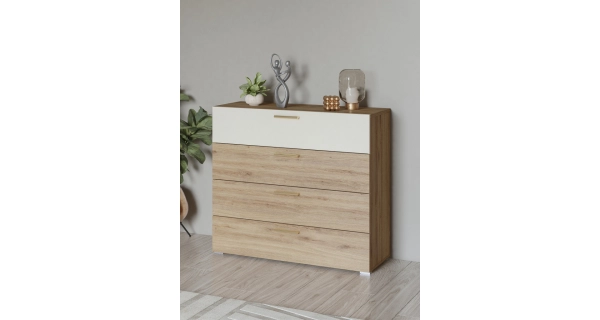 NATTAN komoda 4S, dub divoký/béžová
