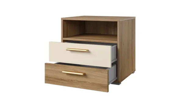 NATTAN noční stolek, dub divoký/béžová