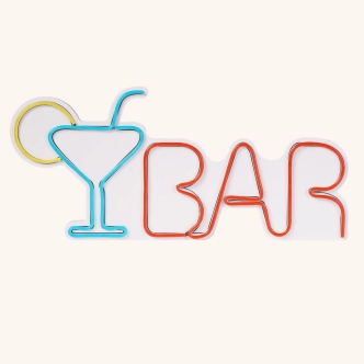 Neonový LED nápis Bar - barevná světelná dekorace na zeď, 50 x 23 cm