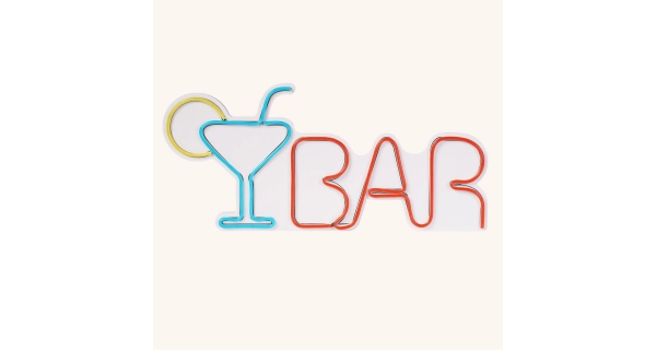 Neonový LED nápis Bar - barevná světelná dekorace na zeď, 50 x 23 cm
