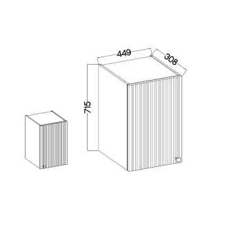 NERITA, skříňka horní 45 G-72 1F, korpus: antracit, dvířka: dub artisan