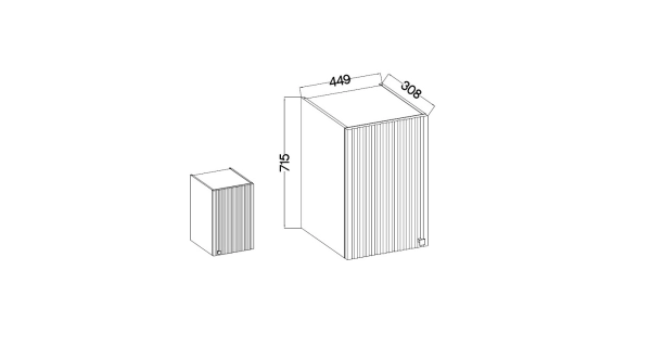 NERITA, skříňka horní 45 G-72 1F, korpus: antracit, dvířka: dub artisan