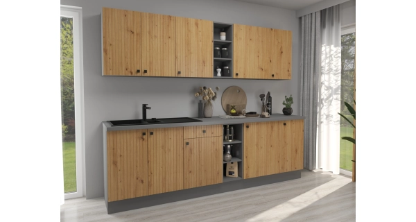 NERITA, skříňka horní 45 G-72 1F, korpus: antracit, dvířka: dub artisan