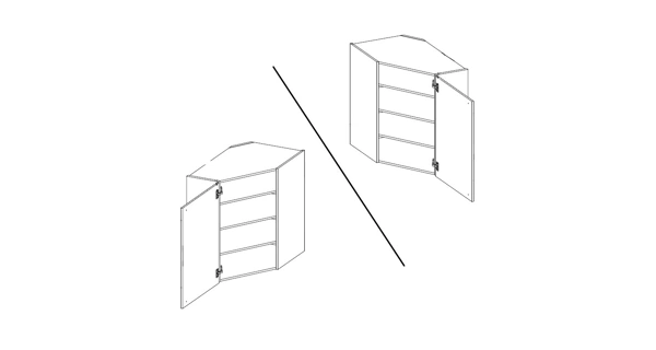 NERITA, skříňka horní rohová 58x58 GN-90 1F, korpus: antracit, dvířka: dub artisan