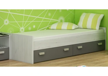 Nízká postel NELLORE bez roštu, craft bílý/grafit