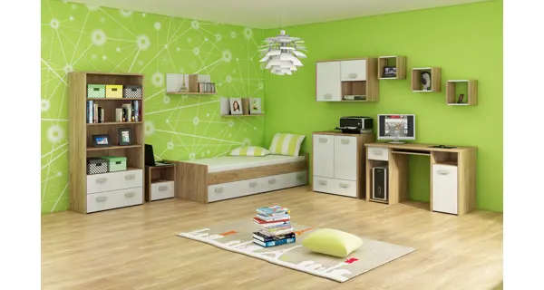 Nízká postel NELLORE s roštem, craft zlatý/craft bílý, 5 let záruka