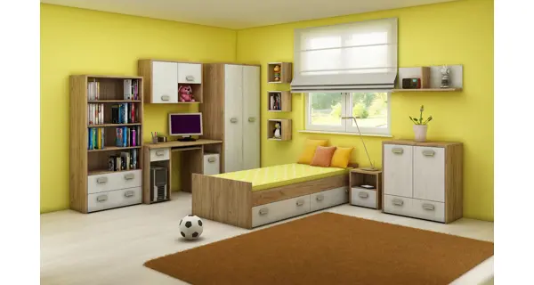 Nízká postel NELLORE s roštem, craft zlatý/craft bílý