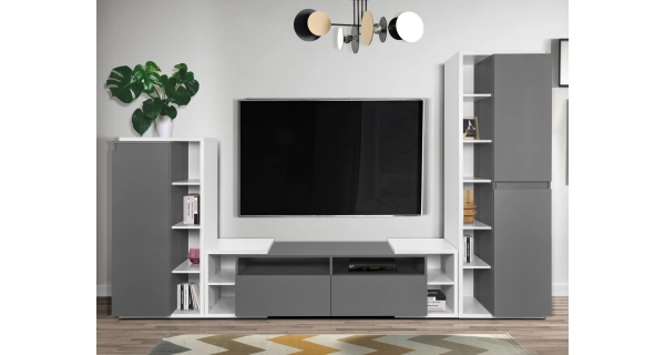 Nízká skříňka FEDOR 1F, antracit/světle šedá