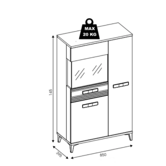 Nízká vitrína ANTIOPE 3D, dub craft zlatý/bílá alpský lesk 