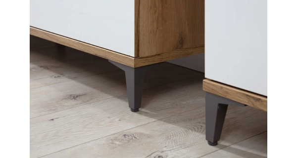 Nízká vitrína ANTIOPE 3D, dub craft zlatý/bílá alpský lesk 