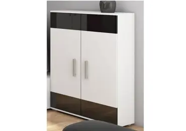 Nízký regál DAMARA, bílá/černý lesk