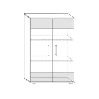 Nízký regál DAMARA, bílá/černý lesk