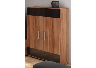 Nízký regál DAMARA, švestka/černý lesk