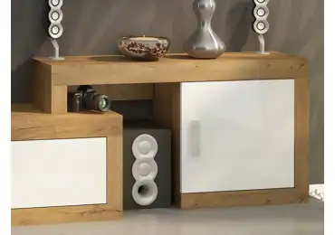 Nízký regál GOUDINI, dub burgundský/bílý lesk