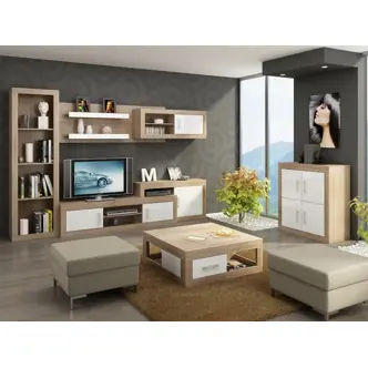 Nízký regál GOUDINI, dub sonoma/bílý lesk