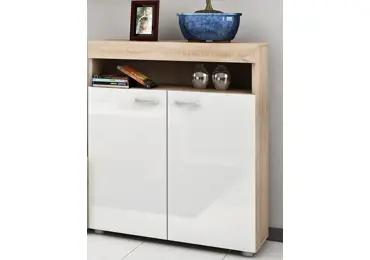 Nízký regál IRUS, dub sonoma/bílý lesk