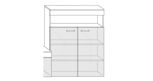 Nízký regál IRUS, dub sonoma tmavý/bílý lesk, 5 let záruka