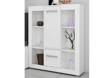 Nízký regál MOLTENO, bílá/bílý lesk