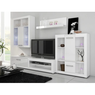 Nízký regál MOLTENO, bílá/bílý lesk