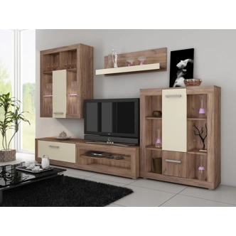 Nízký regál MOLTENO, craft tobaco/krém