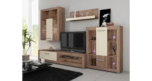 Nízký regál MOLTENO, craft tobaco/krém