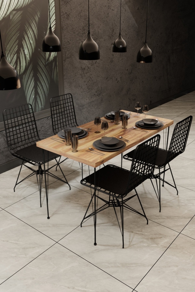 Jídelní set stolu a židlí BUTERFLY , dub/černá