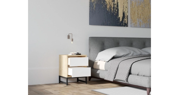 Noční stolek ANGELA, dub safírový/bílá