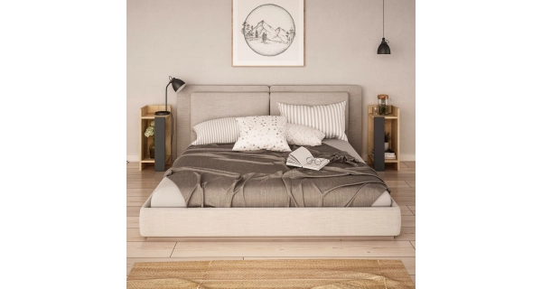 Noční stolek ARIELLE, dub/antracit - sada 2 ks