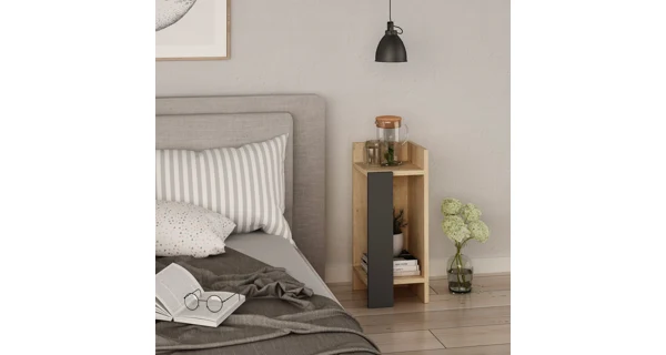 Noční stolek ARIELLE, pravý, dub/antracit