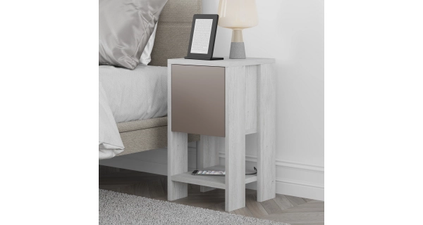 Noční stolek ARION, bílá/světlá mocha