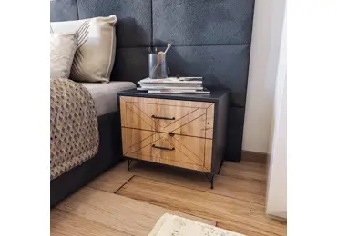 Noční stolek ASAYA, antracit/dub