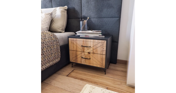Noční stolek ASAYA, antracit/dub