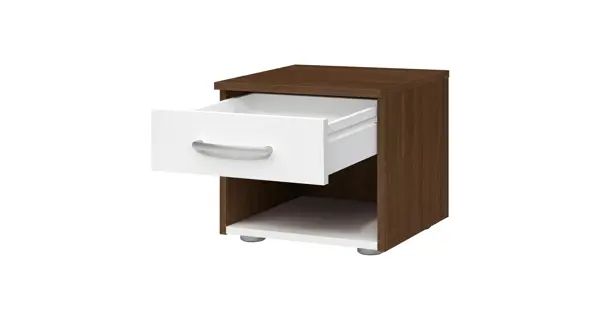 Noční stolek BALTORO, ořech/bílá