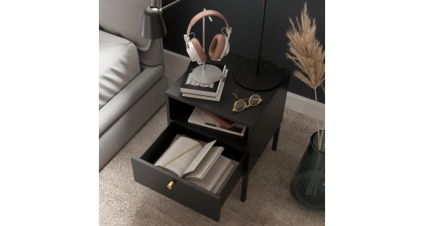 Noční stolek BOLSENA, černý mat