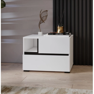 Noční stolek BONIFACIO 2S, bílá/černá
