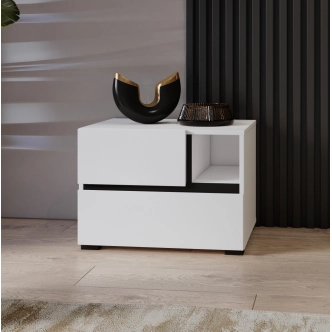Noční stolek BONIFACIO 2S, bílá/černá