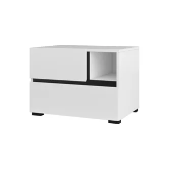 Noční stolek BONIFACIO 2S, bílá/černá