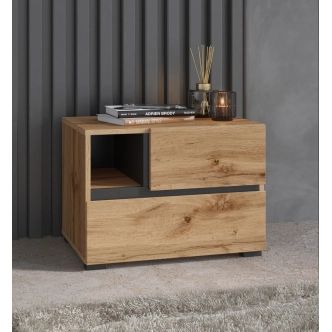 Noční stolek BONIFACIO 2S, dub wotan/černá