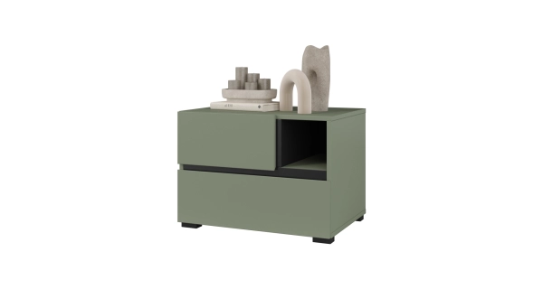 Noční stolek BONIFACIO 2S, zelená/černá