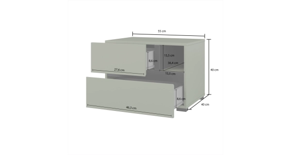 Noční stolek BONIFACIO 2S, zelená/černá