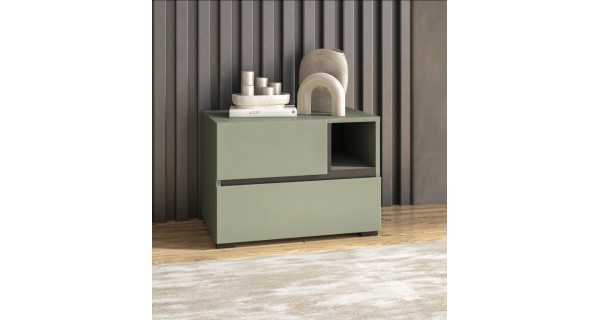 Noční stolek BONIFACIO 2S, zelená/černá