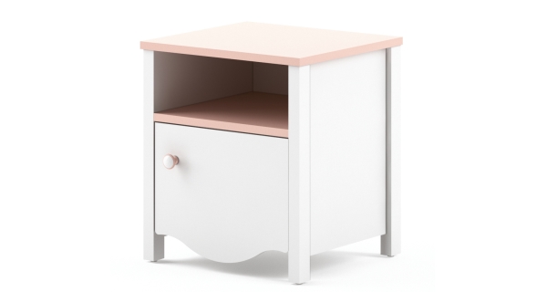 Noční stolek CHAUL, bílý/růžový