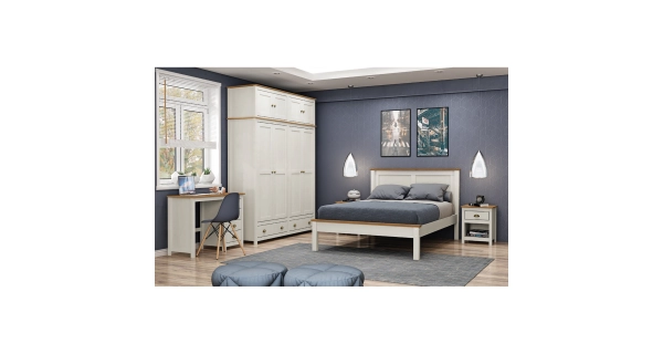 Noční stolek FEMI, bílá/ hnědá